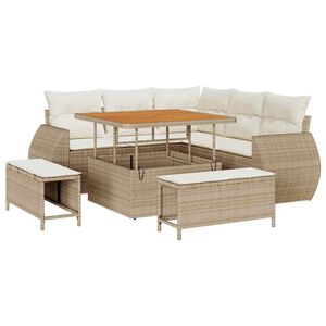 vidaXL Tuin Sofa Set met kussen 8 pcs Beige en Cr&egrave;me poly rattan