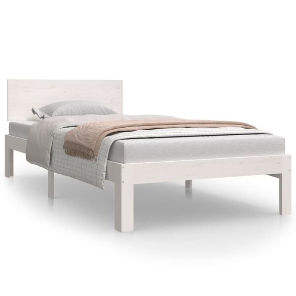 vidaXL Bedframe massief grenenhout wit 90x200 cm