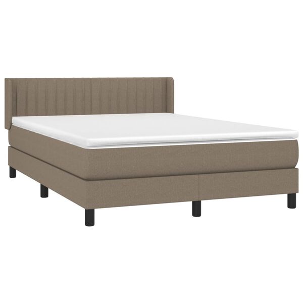 vidaXL Boxspring met matras stof taupe 140x200 cm