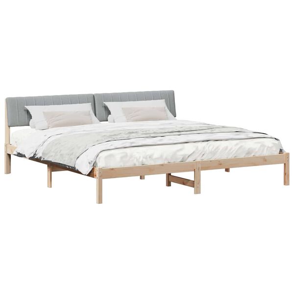 vidaXL Bedframe Bruin en lichtgrijs 200 x 200 cm Massief grenenhout