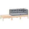 vidaXL 3-delige Loungeset met grijze kussens massief grenenhout