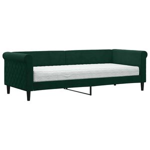 vidaXL Slaapbank met matras 80x200 cm fluweel donkergroen