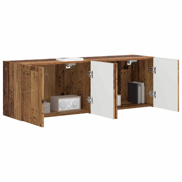 vidaXL TV-wandkast 2 pcs Oud Hout 59,5 x 31 x 40 cm Bewerkt hout