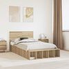 vidaXL Bedframe met plank Sonoma Eiken 135 x 190 cm Bewerkt hout