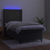 vidaXL Boxspring met matras en LED fluweel donkergrijs 100x200 cm