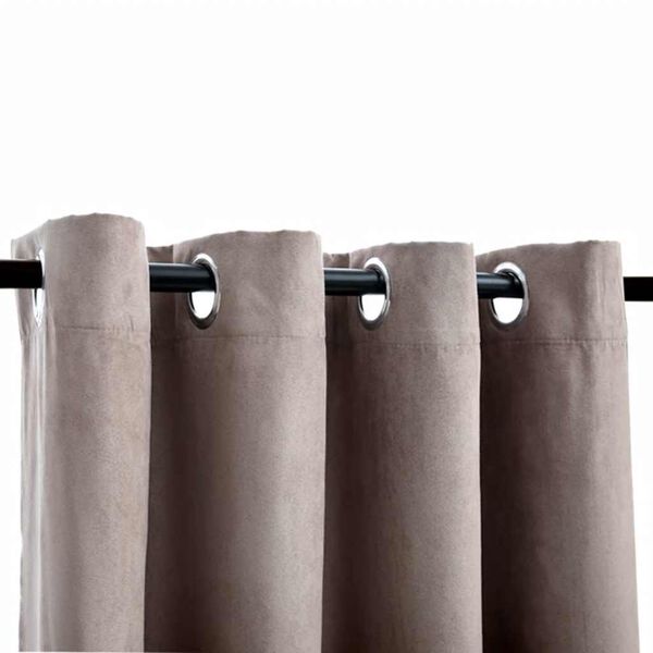 vidaXL Gordijn verduisterend met metalen ringen 2 st 140x175 cm taupe