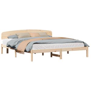 vidaXL Bedframe met hoofdeinde Naturel 180 x 200 cm Massief grenenhout