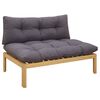 vidaXL Midden Sofaset Licht Acacia en Donker Grijs 120 x 80 x 82 cm