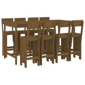 vidaXL 9-delige Tuinbarset massief grenenhout honingbruin