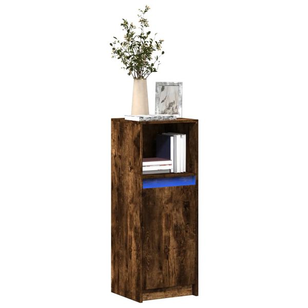 vidaXL Dressoir met LED 38x34x100 cm bewerkt hout gerookt eikenkleurig