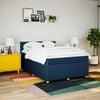 vidaXL Boxspring met matras stof blauw 140x200 cm