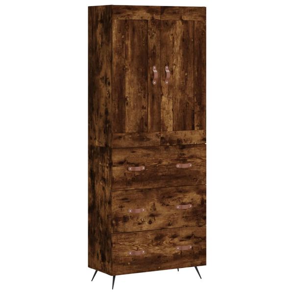 vidaXL Hoge kast 69,5x34x180 cm bewerkt hout gerookt eikenkleurig