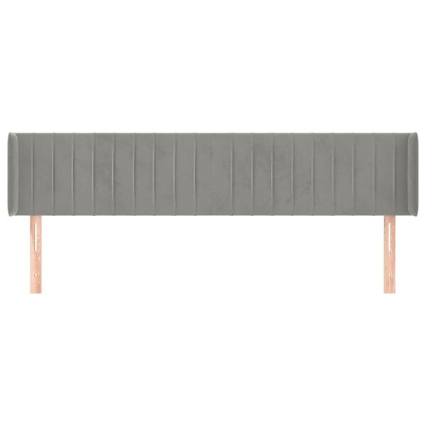 vidaXL Hoofdbord met randen 203x16x78/88 cm fluweel lichtgrijs