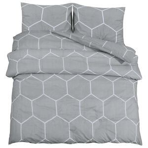 vidaXL Dekbedovertrekset 200x200 cm katoen grijs en wit