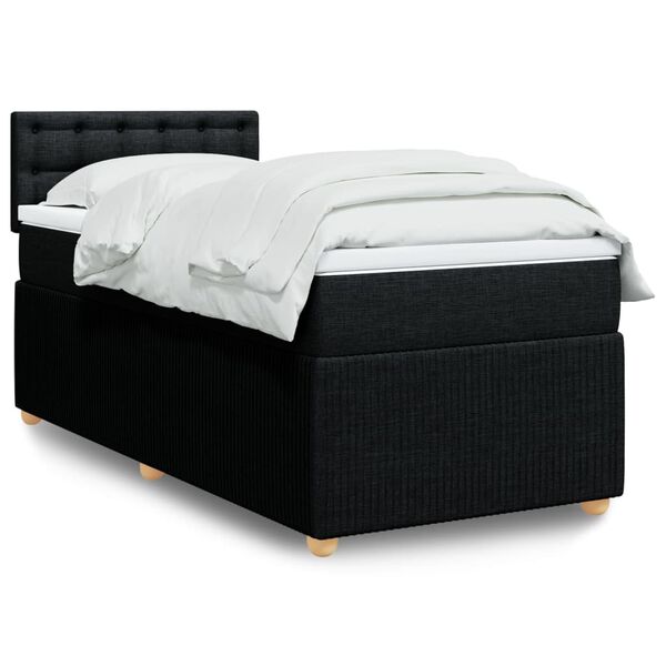 vidaXL Boxspring met matras stof zwart 90x190 cm
