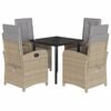 vidaXL 5-delige Tuinset met kussens poly rattan beige