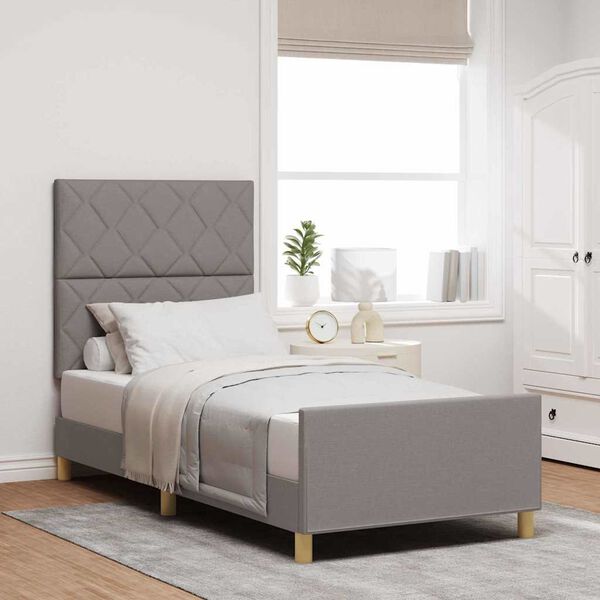 vidaXL Bedframe met hoofdeinde Taupe 90 x 190 cm Stof