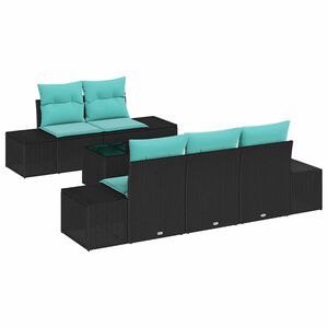 vidaXL Tuin Sofa Set 6 st Zwart en Turquoise poly rattan