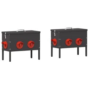 vidaXL Kip voerbak 2 Zwart 41,5 x 20,5 x 33 cm 15 kg Koudgewalst Staal