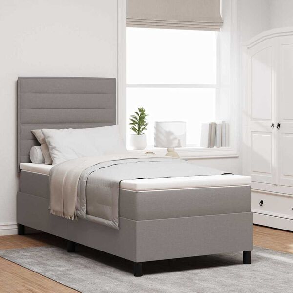 vidaXL Boxspring bed met matras met LED Taupe 100 x 200 cm Stof