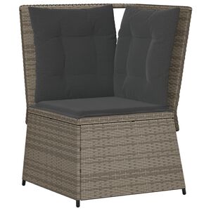 vidaXL Tuinhoekbank met kussens poly rattan grijs