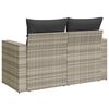vidaXL Tuinbank 2-zits met kussens poly rattan lichtgrijs