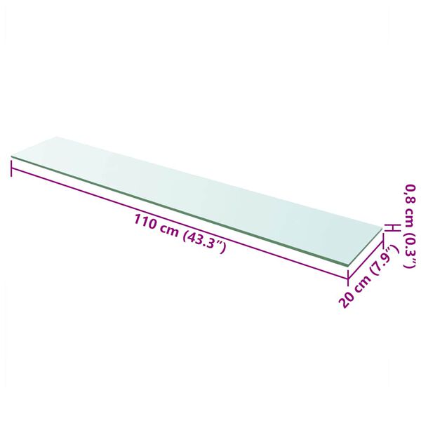 vidaXL Schappen 2 st 110x20 cm glas transparant