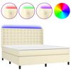 vidaXL Boxspring met matras en LED kunstleer cr&egrave;mekleurig 160x200 cm