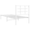 vidaXL Bedframe met hoofdbord zonder matras metaal wit 75x190 cm