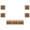 vidaXL 7-delige Tv-wandmeubelset met LED bewerkt hout sonoma eiken
