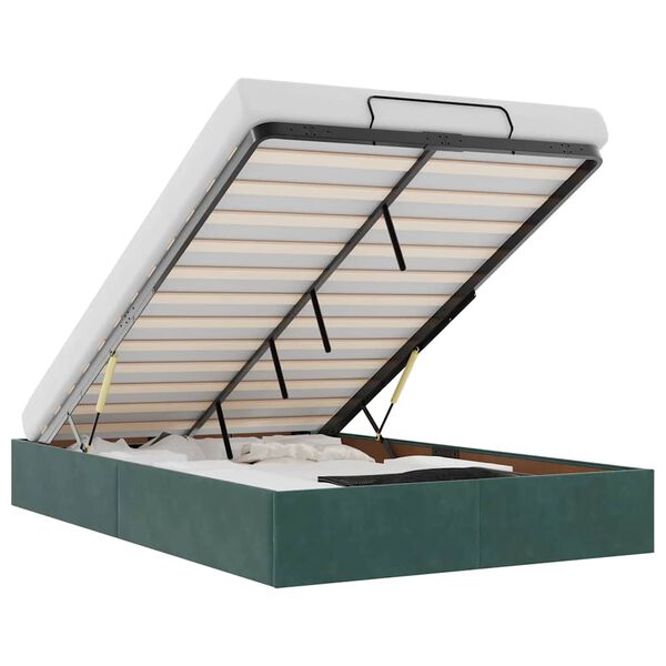 vidaXL Bedframe zonder matras 120x190 cm fluweel donkergroen