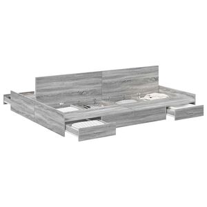 vidaXL Opbergbedframe met lade Grijs Sonoma 140 x 190 cm Bewerkt hout