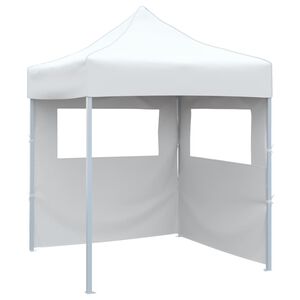 vidaXL Partytent met 2 zijwanden inklapbaar 2x2 m staal wit