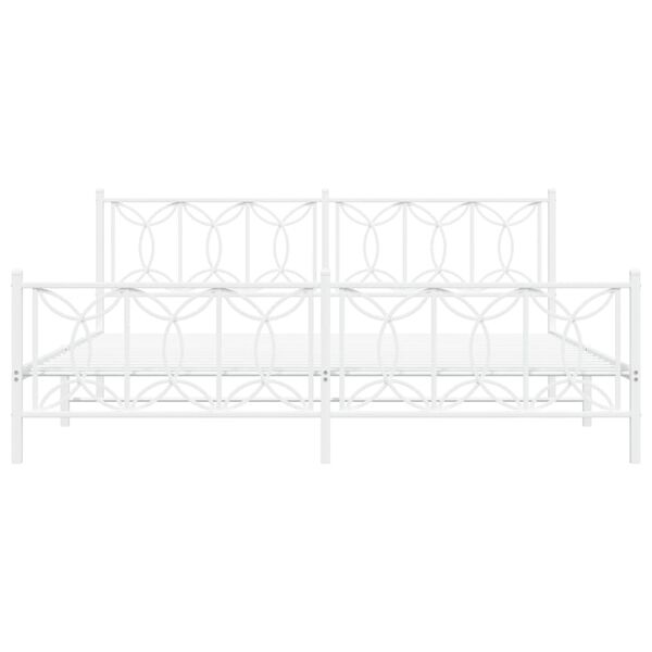 vidaXL Bedframe met hoofd- en voeteneinde metaal wit 200x200 cm