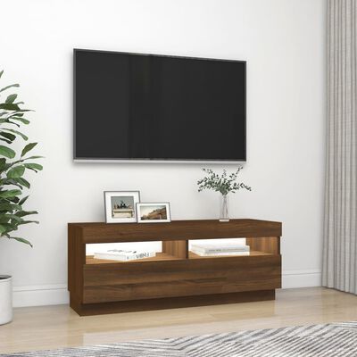 vidaXL Tv-meubel met LED-verlichting 100x35x40 cm bruin eikenkleur