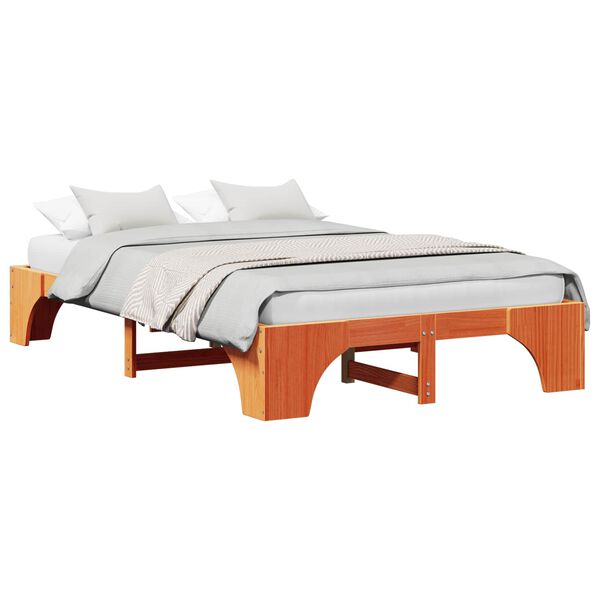 vidaXL Bedframe Wasbruin 120 x 190 cm Massief grenenhout
