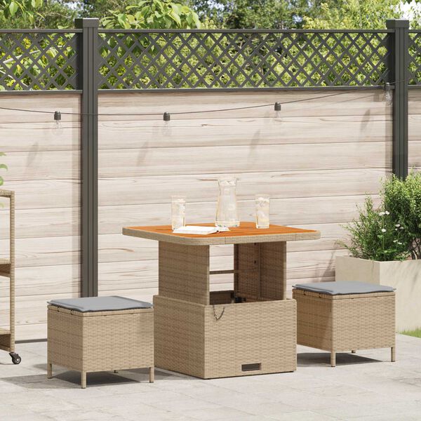 vidaXL Tuin Eetset Beige Poly riet