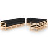 vidaXL 9-delige Loungeset met kussens massief grenenhout