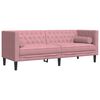 vidaXL 3-delige Loungeset Chesterfield met bolsters fluweel roze