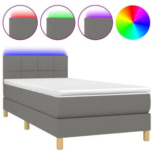 vidaXL Boxspring met matras en LED stof donkergrijs 80x200 cm