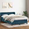vidaXL Boxspring met matras fluweel donkerblauw 140x220 cm