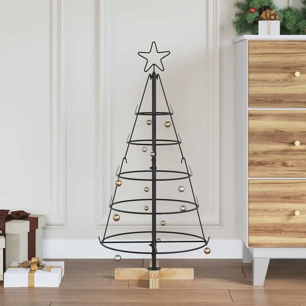 vidaXL Kerst Cone Boom met standaard Zwart 90 cm Staal