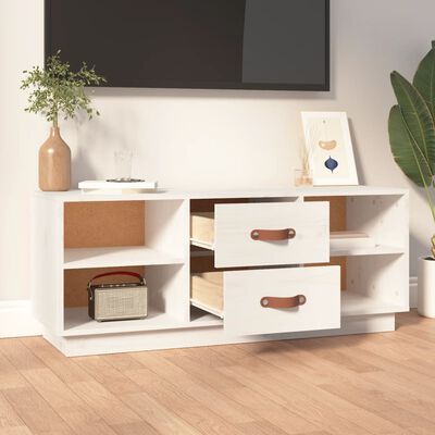 vidaXL Tv-meubel 100x34x40 cm massief grenenhout wit