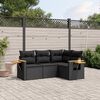 vidaXL 4-delige Loungeset met kussens poly rattan zwart
