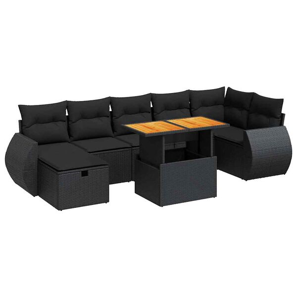 vidaXL 5-delige Loungeset met kussens poly rattan acacia zwart