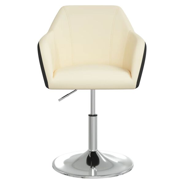 vidaXL Eetkamerstoelen 2 st kunstleer cr&egrave;mekleurig en zwart