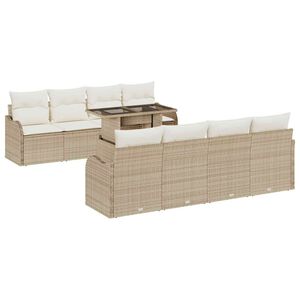 vidaXL Tuin Sofa Set met kussen 7 pcs Beige poly rattan
