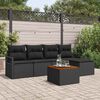vidaXL Tuinbankenset met kussen 6 pcs Zwart poly rattan