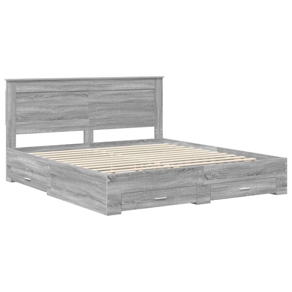 vidaXL Bedframe met lade met hoofdeinde met opslag Bewerkt hout