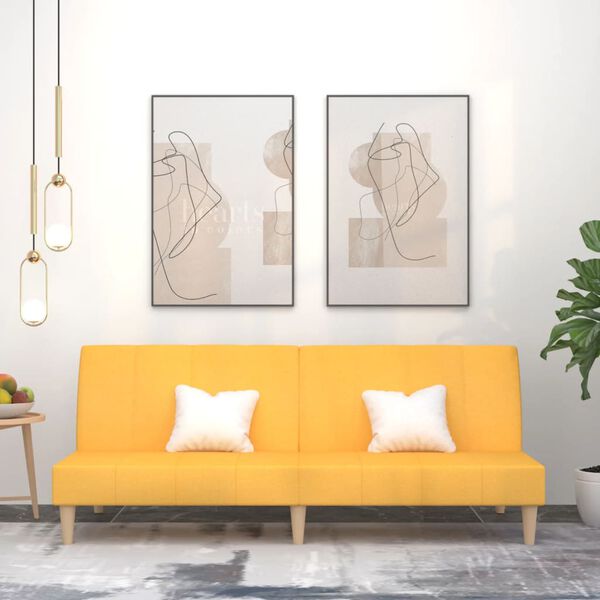 vidaXL Slaapbank 2-zits stof geel